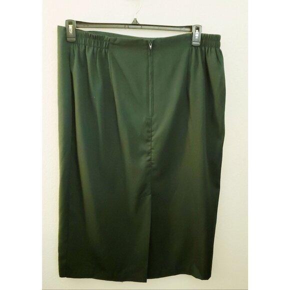 Vintage Danielle B Dark Green Faux Wrap Pencil Midi Skirt Sz 22 EUC - Picture 8 of 12